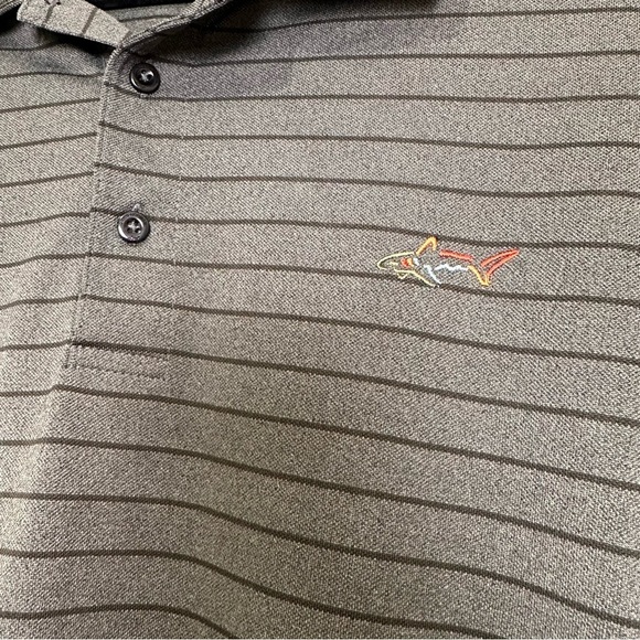 Greg Norman for Tasso Elba Men’s XL Charcoal Gray & Black Striped Golf Polo - Picture 5 of 5